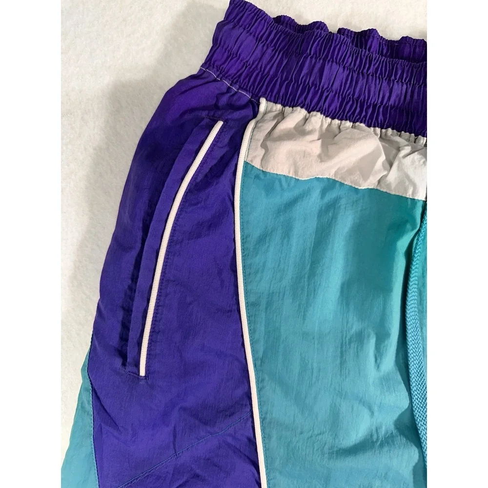 Nike Men's Colorblock Swim Trunks 34 Teal Purple Gray Lined Drawstring Pockets